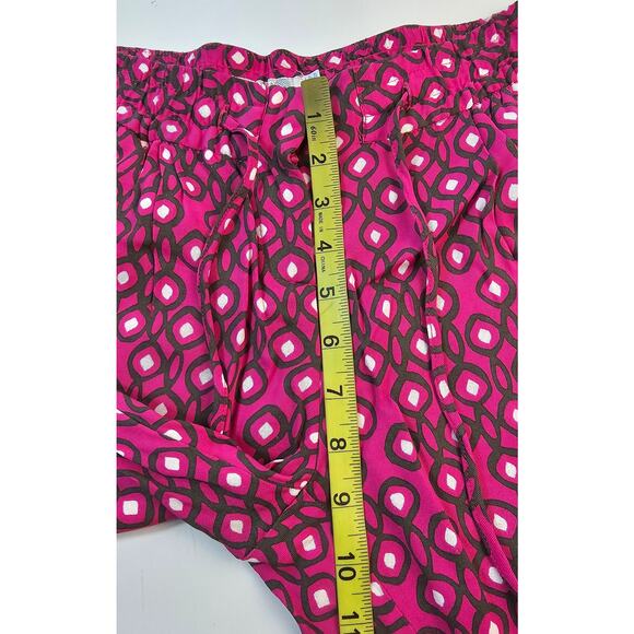 Boden geometric drawstring waist pull on pants bright viscose EUC 2 PETITE 2P - Picture 6 of 7